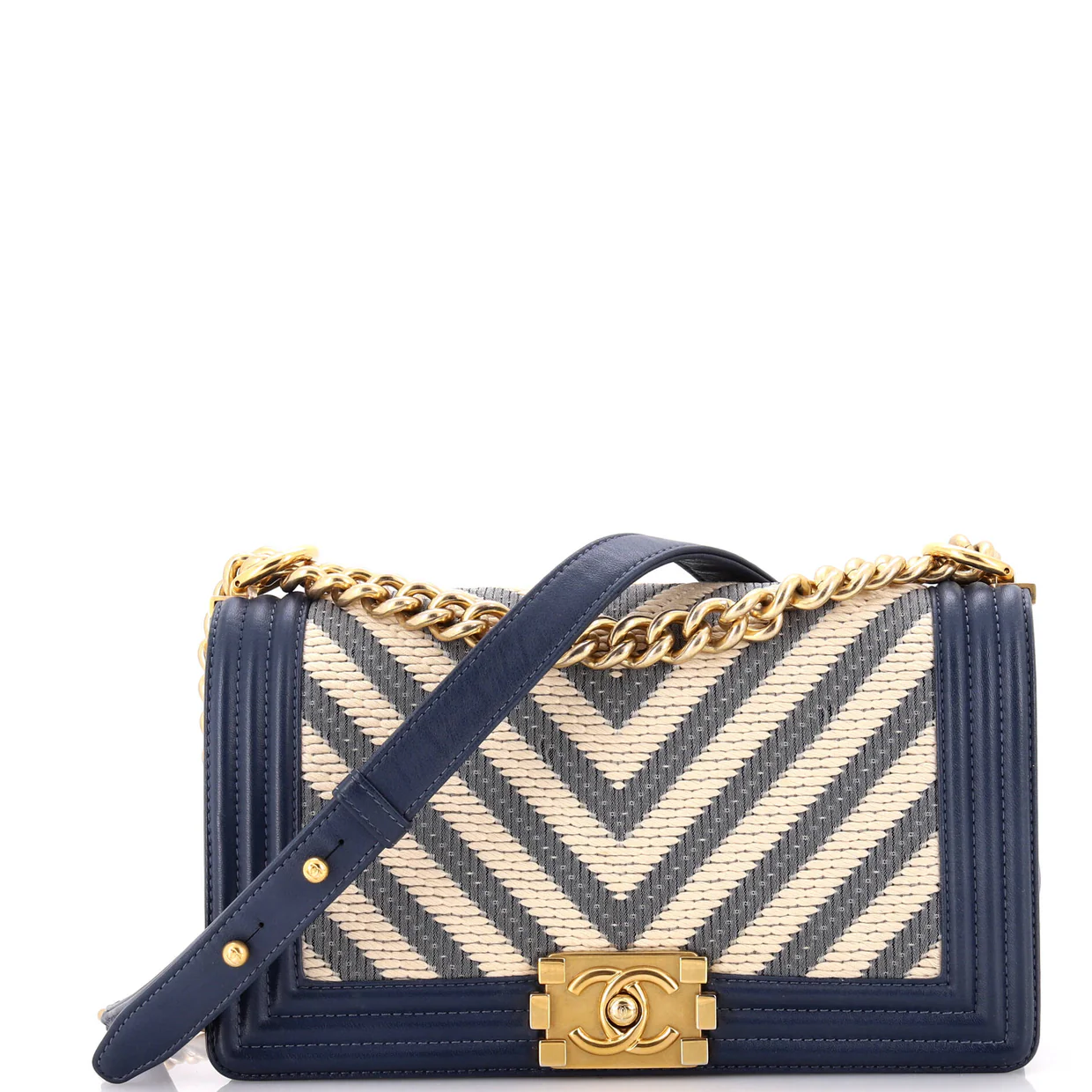 Boy Flap Bag Braided Chevron Cording and Calfskin Old Medium - Deep Luxury