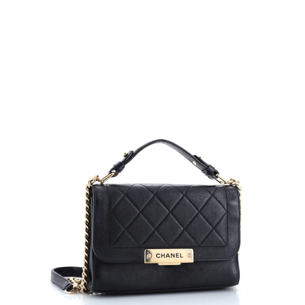 Label Click Flap Bag Quilted Calfskin Small - Deep Luxury