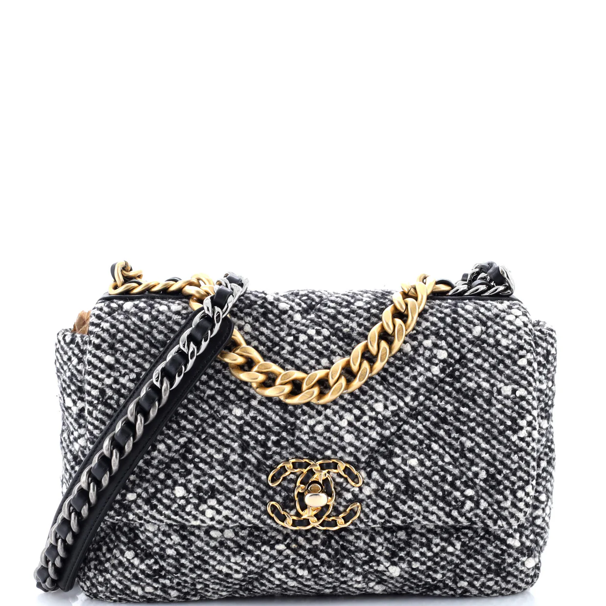 19 Flap Bag Quilted Wool Medium - Deep Luxury