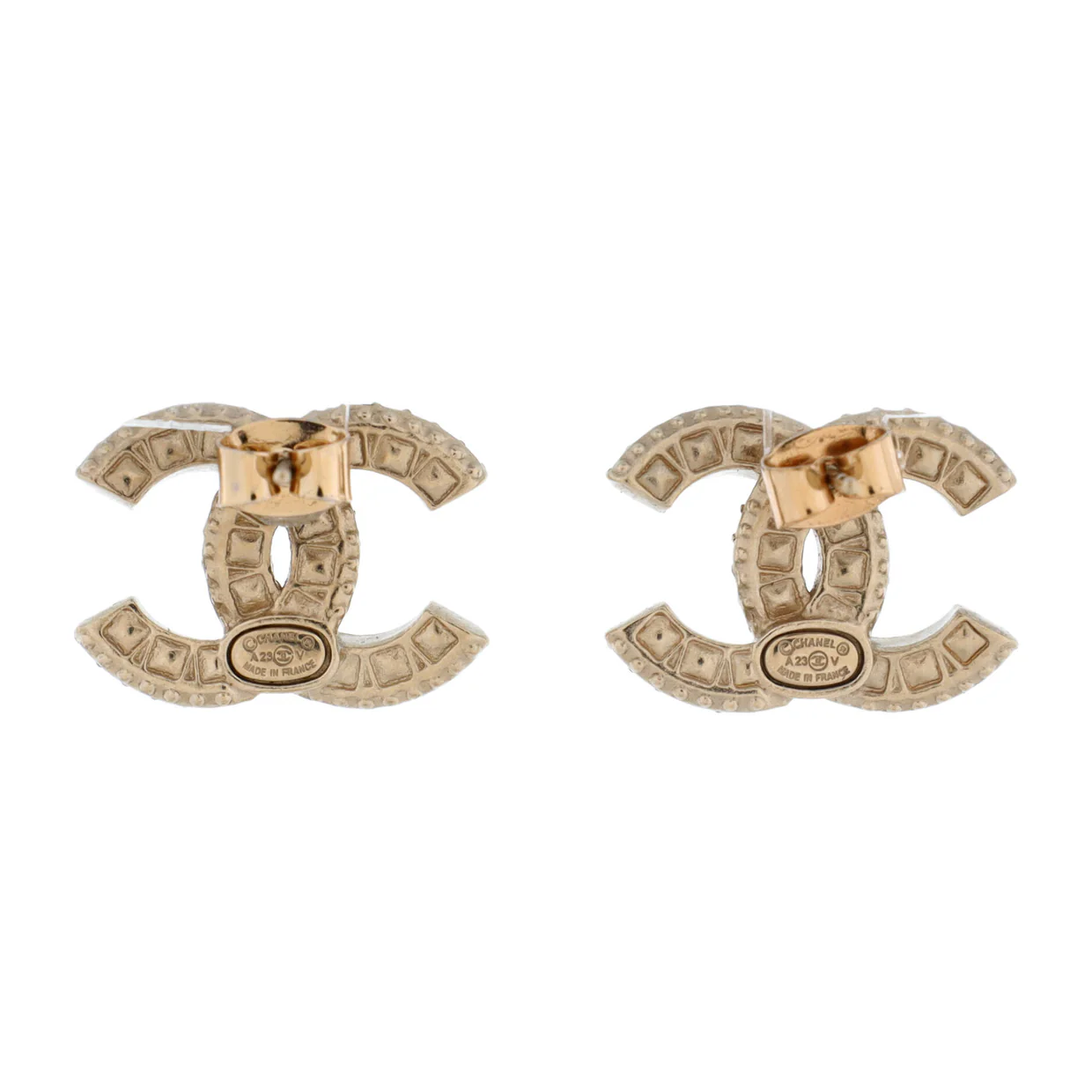 CC Stud Earrings Metal with Crystals - Deep Luxury