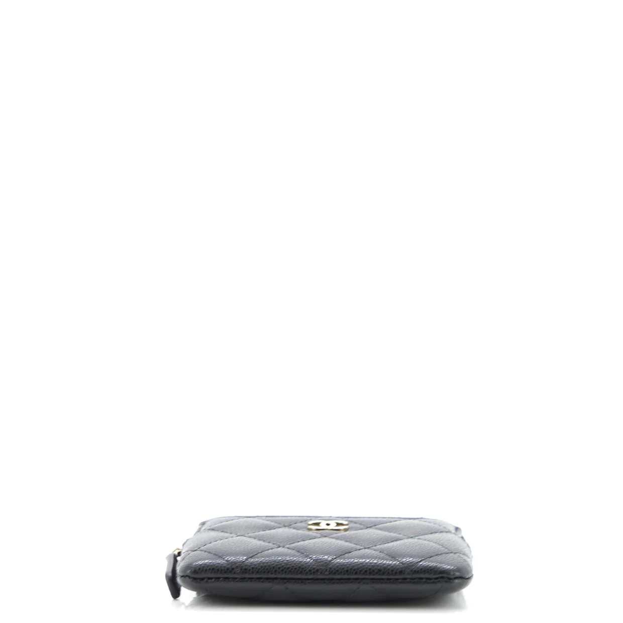 Square Zip Around Card Holder Wallet Quilted Caviar - Deep Luxury