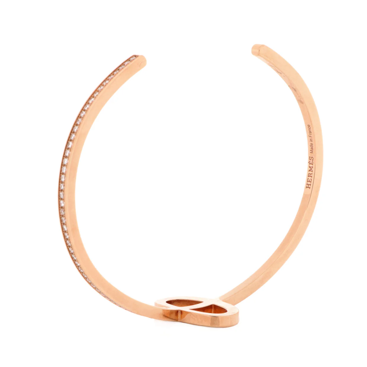 Chaine d'Ancre Contour Cuff Bracelet 18K Rose Gold with Diamonds - Deep Luxury