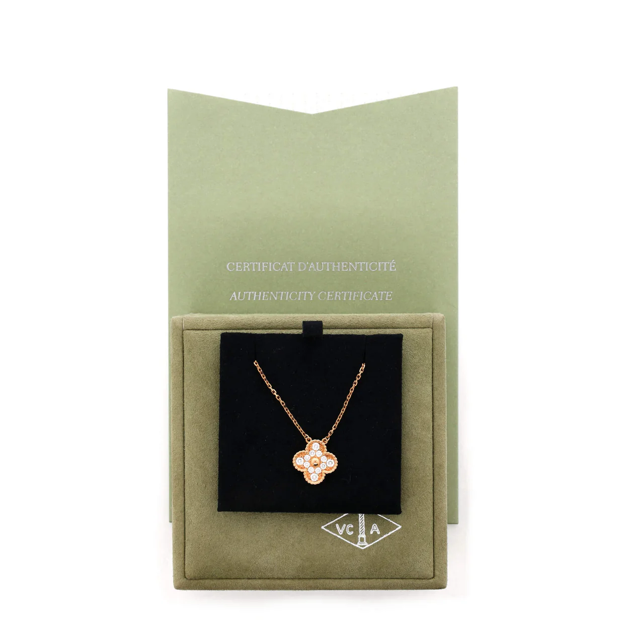 Vintage Alhambra Pendant Necklace 18K Rose Gold and Diamonds - Deep Luxury