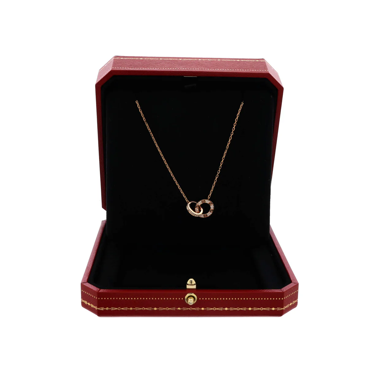 Love Interlocking Pave Necklace 18K Rose Gold and Diamonds - Deep Luxury
