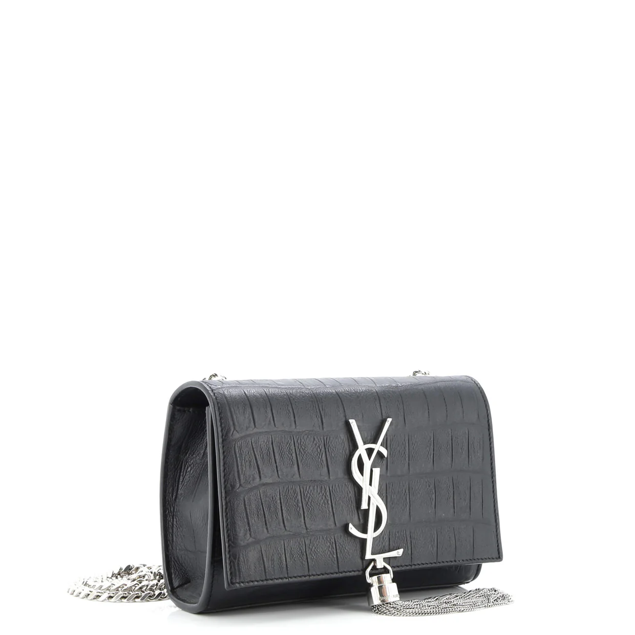 Classic Monogram Tassel Crossbody Bag Crocodile Embossed Leather Small - Deep Luxury