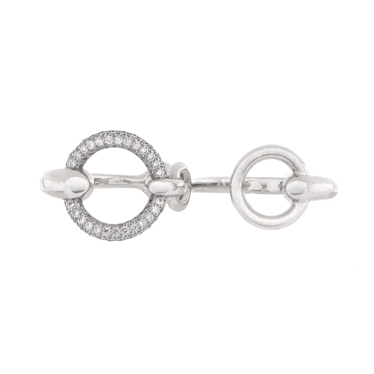 Filet d'Or Double Ring 18K White Gold with Diamonds Large - Deep Luxury