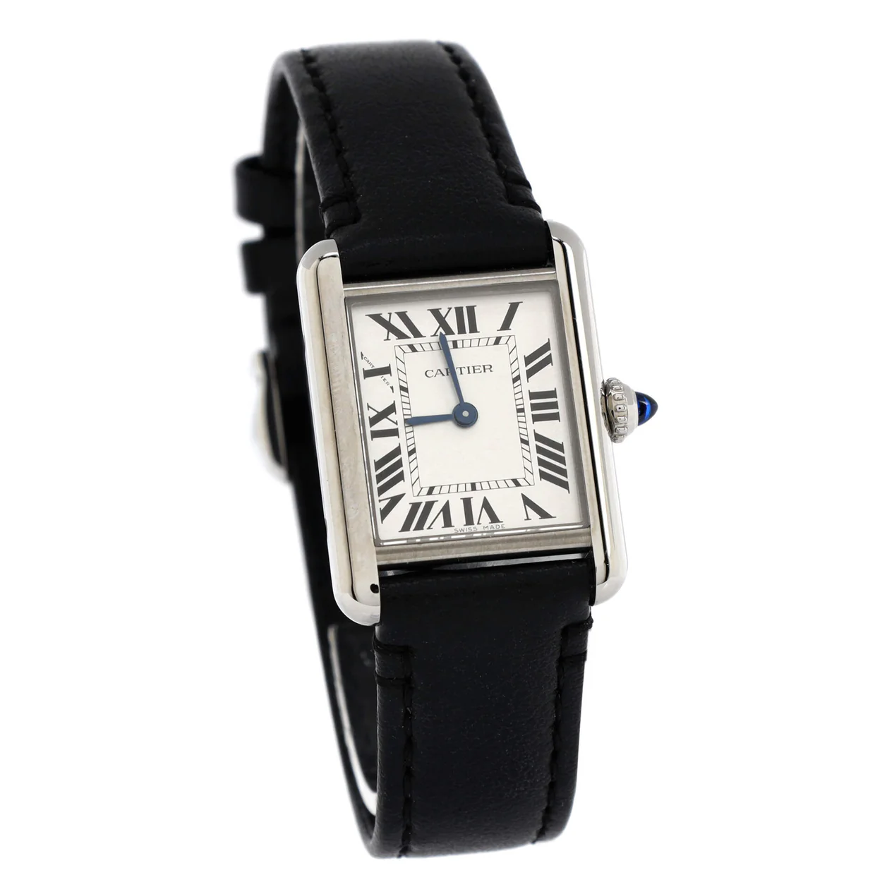 Must de Cartier SolarBeat Tank Quartz Watch Stainless Steel and Leather 22 - Deep Luxury
