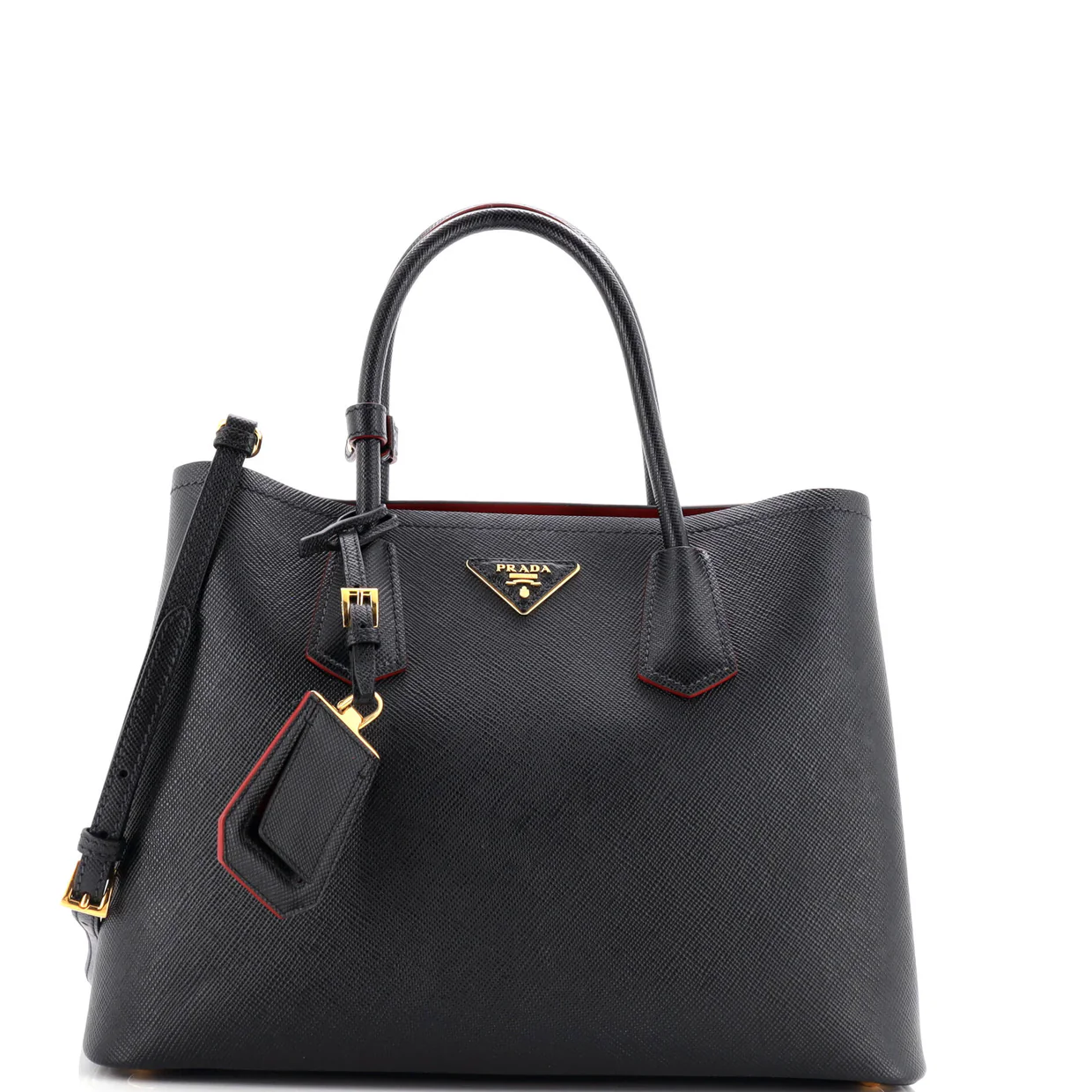 Cuir Double Tote Saffiano Leather Small - Deep Luxury