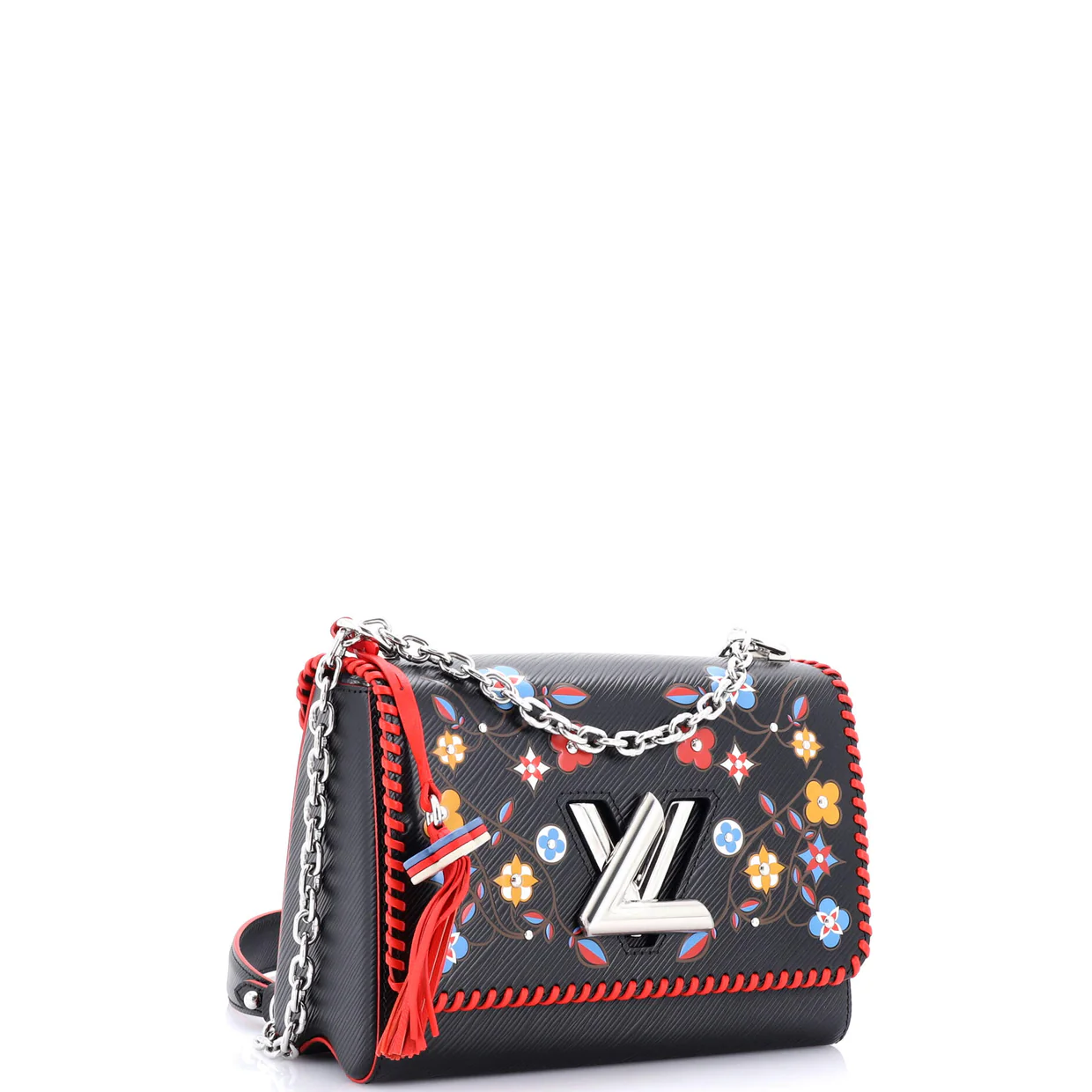 Twist Handbag Limited Edition Flower Embellished Epi Leather with Whipstitch Details MM - Deep Luxury