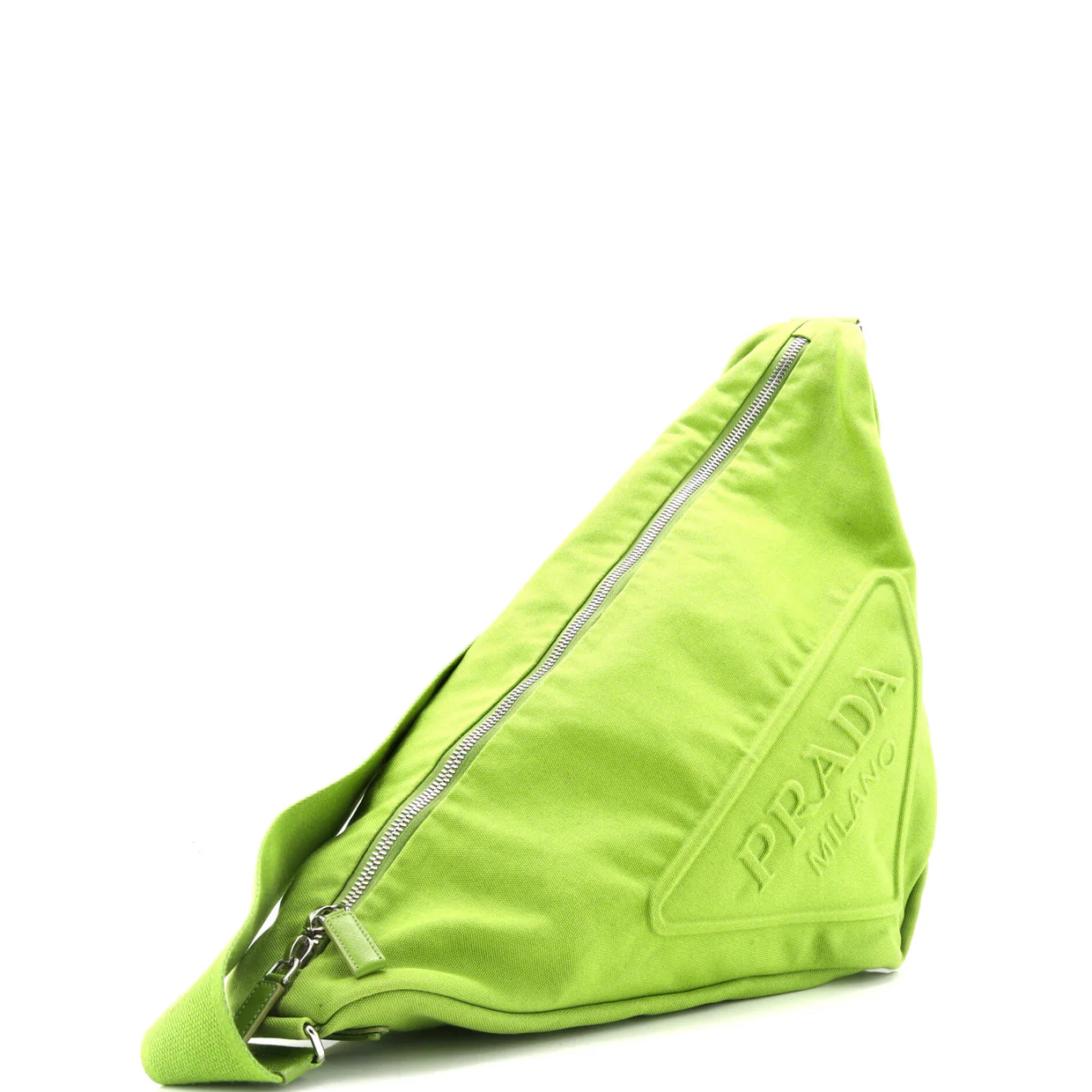 Triangle Logo Zip Crossbody Bag Embossed Canvas Large - Deep Luxury