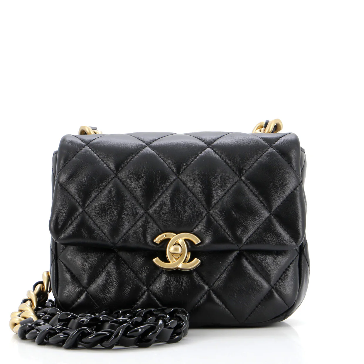 Lacquered Metal CC Flap Bag Quilted Lambskin Mini - Deep Luxury