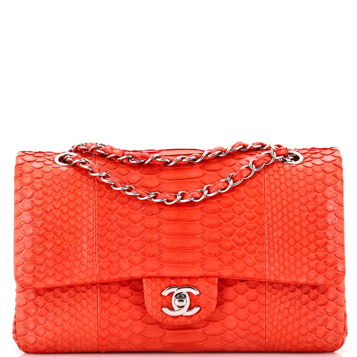 Classic Double Flap Bag Python Medium - Deep Luxury
