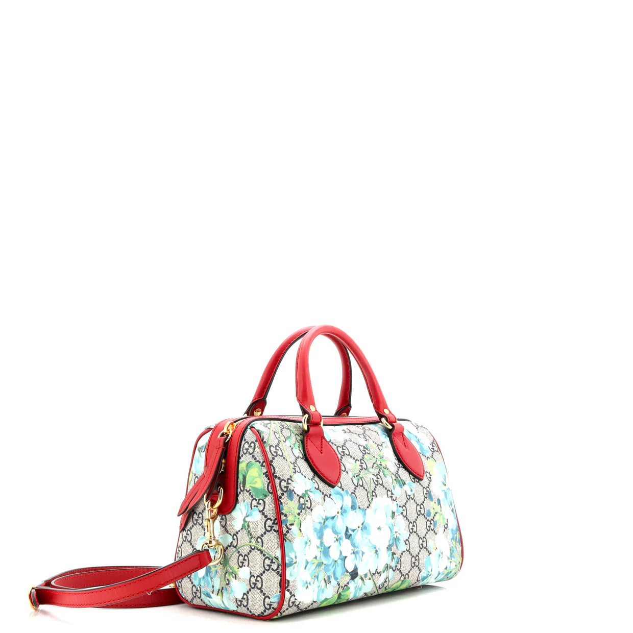 Convertible Boston Bag Blooms Print GG Coated Canvas Small - Deep Luxury