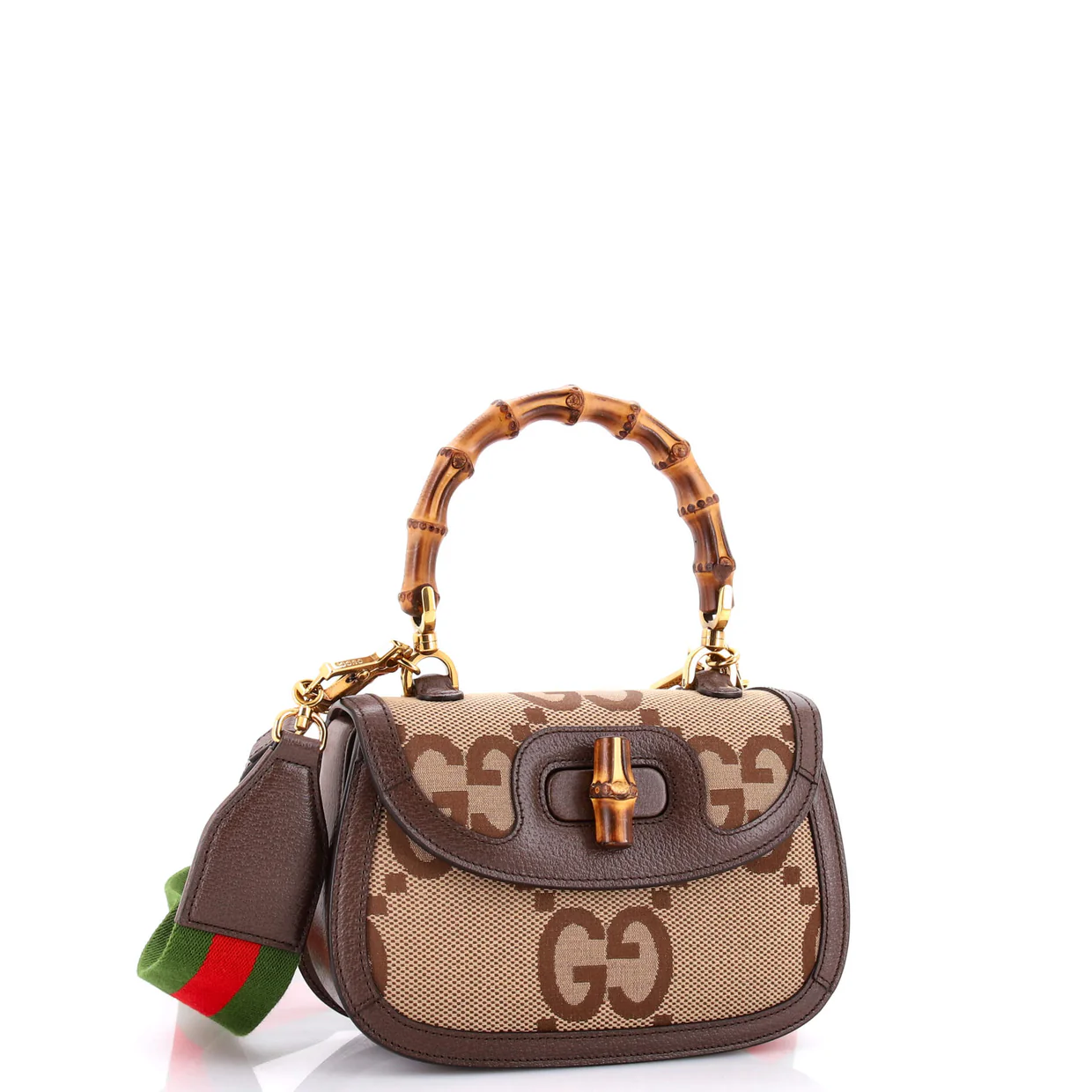 Bamboo 1947 Top Handle Bag Jumbo GG Canvas Small - Deep Luxury