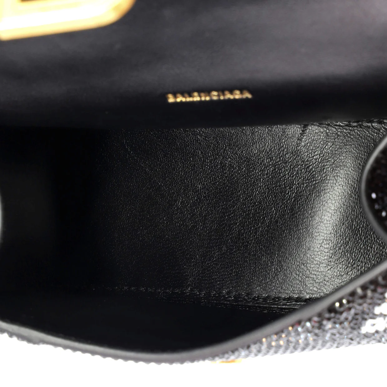 Hourglass Top Handle Bag Suede and Allover Logo Crystals XS - Deep Luxury