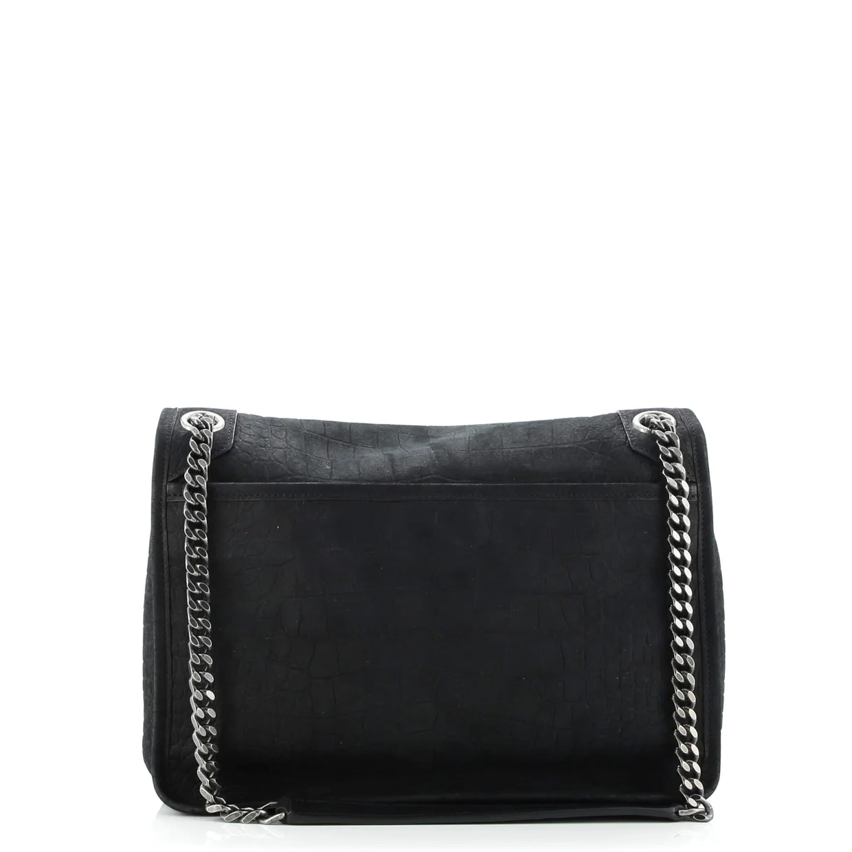Niki Chain Flap Bag Crocodile Embossed Nubuck Medium - Deep Luxury