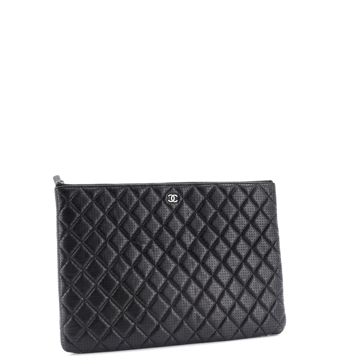 O Case Clutch Quilted Perforated Lambskin Large - Deep Luxury