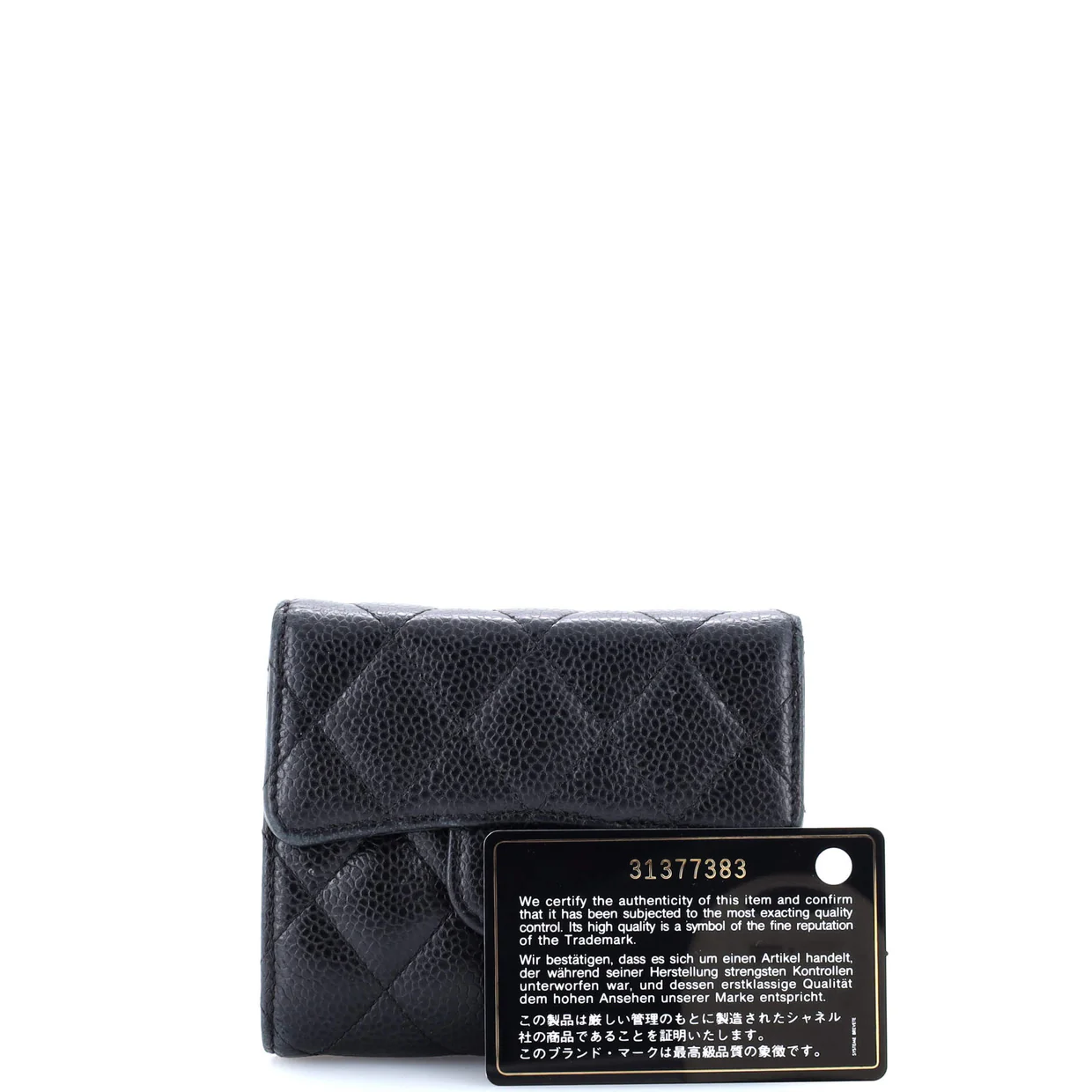 CC Compact Classic Flap Wallet Quilted Caviar - Deep Luxury