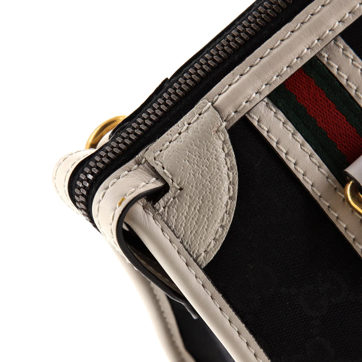 Double G Web Top Handle Bag GG Canvas with Leather Mini - Deep Luxury