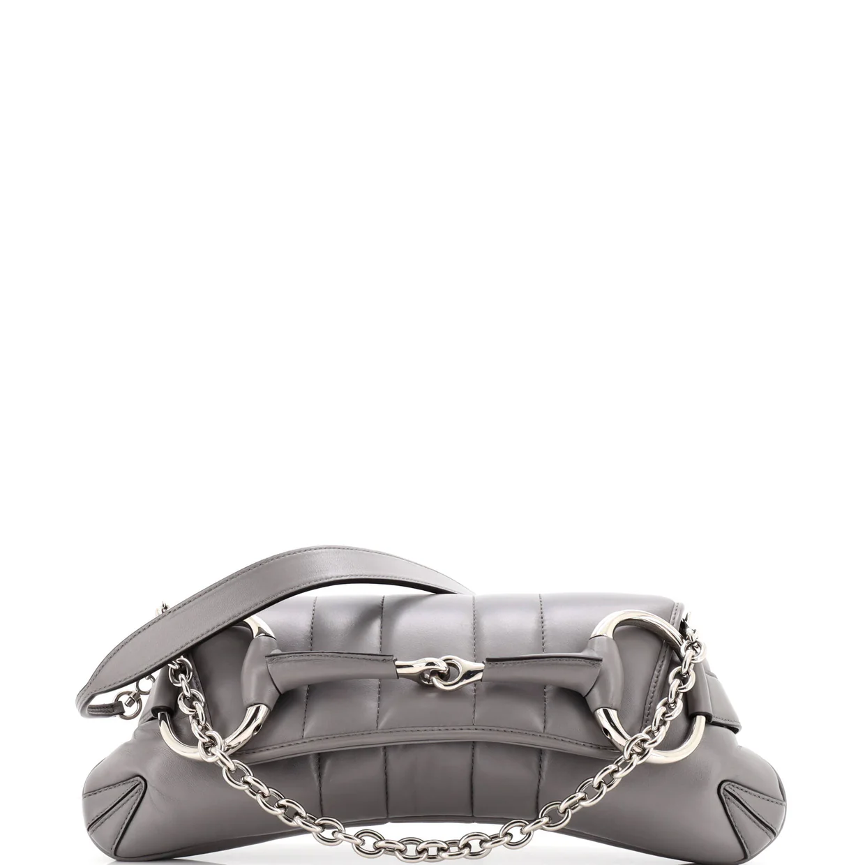 Horsebit Chain Shoulder Bag Vertical Quilted Leather Medium - Deep Luxury