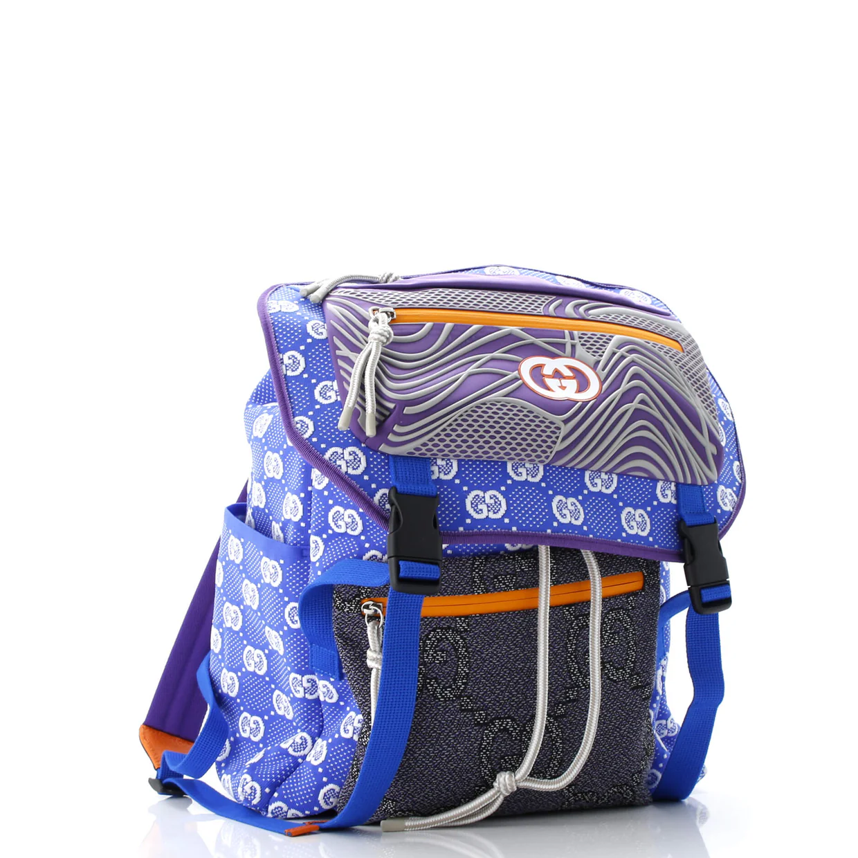 Panelled Double Buckle Backpack GG Jacquard Nylon and Rubber Large - Deep Luxury