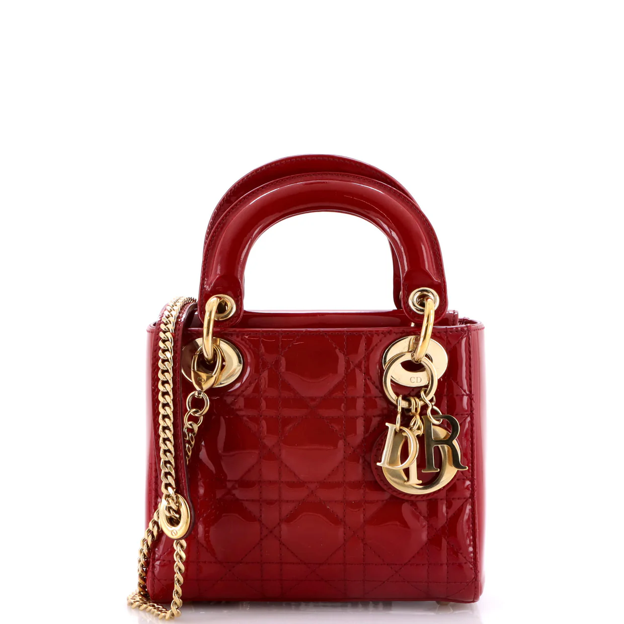 Lady Dior Chain Bag Cannage Quilt Patent Mini - Deep Luxury