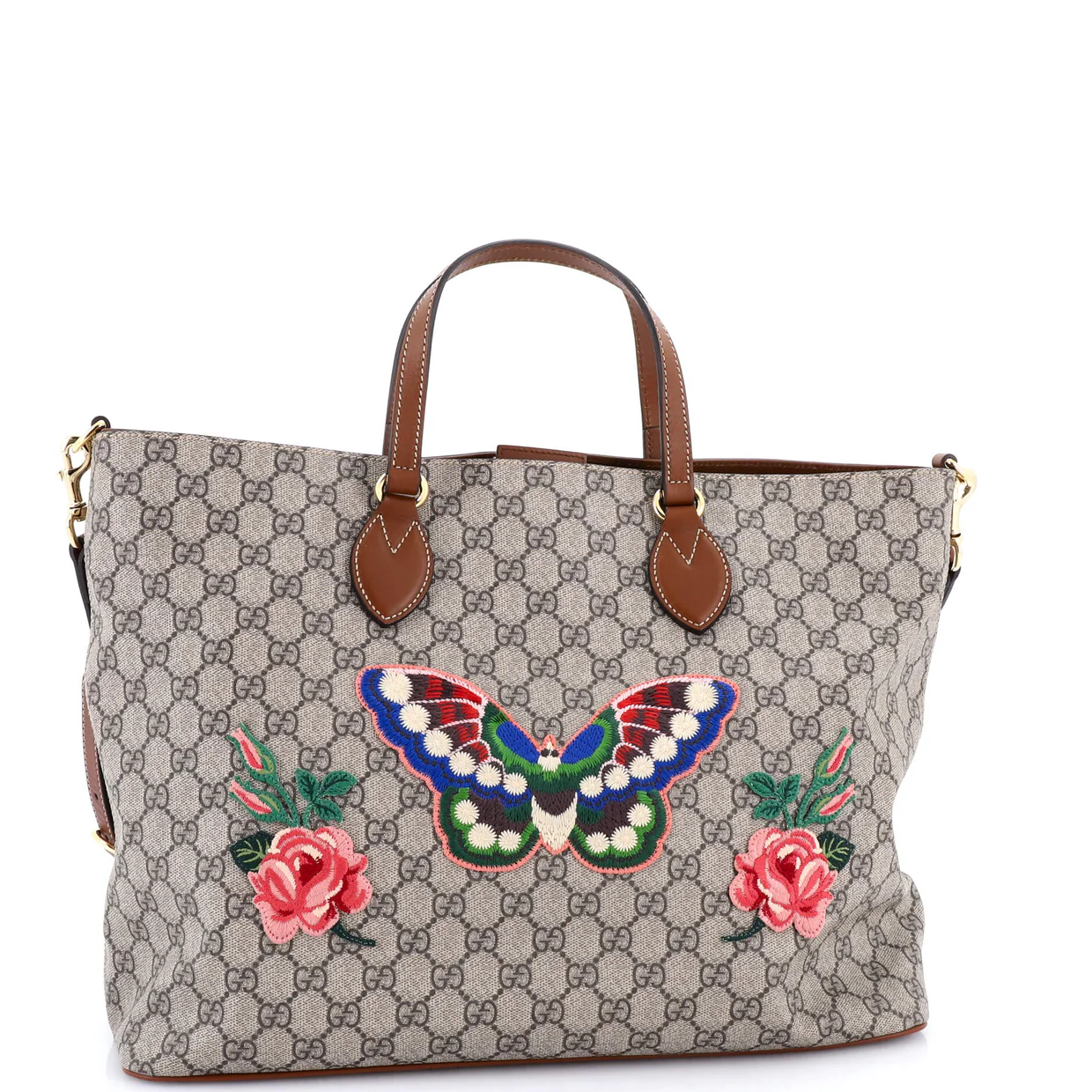 Convertible Soft Tote Embroidered GG Coated Canvas Medium - Deep Luxury