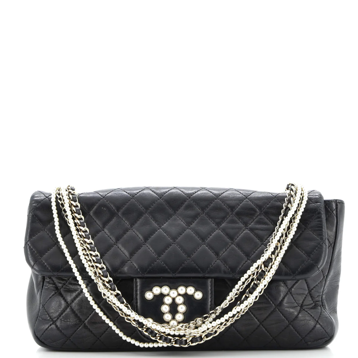 Westminster Pearl Chain Flap Bag Quilted Lambskin Medium - Deep Luxury