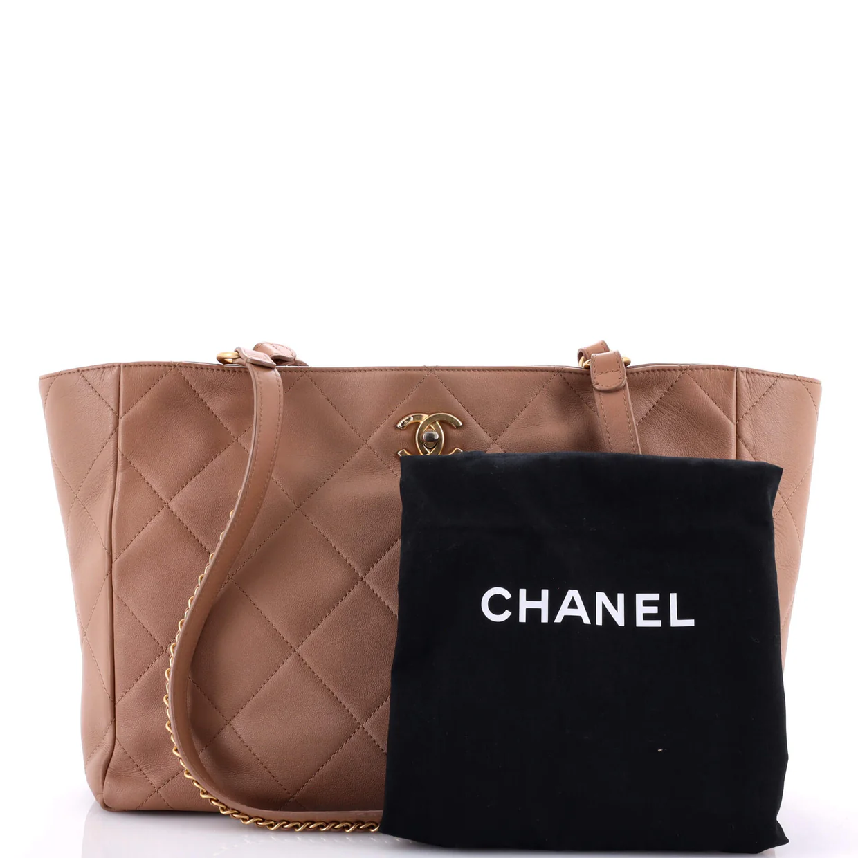 Turnlock CC Chain Shopping Tote Quilted Lambskin Medium - Deep Luxury