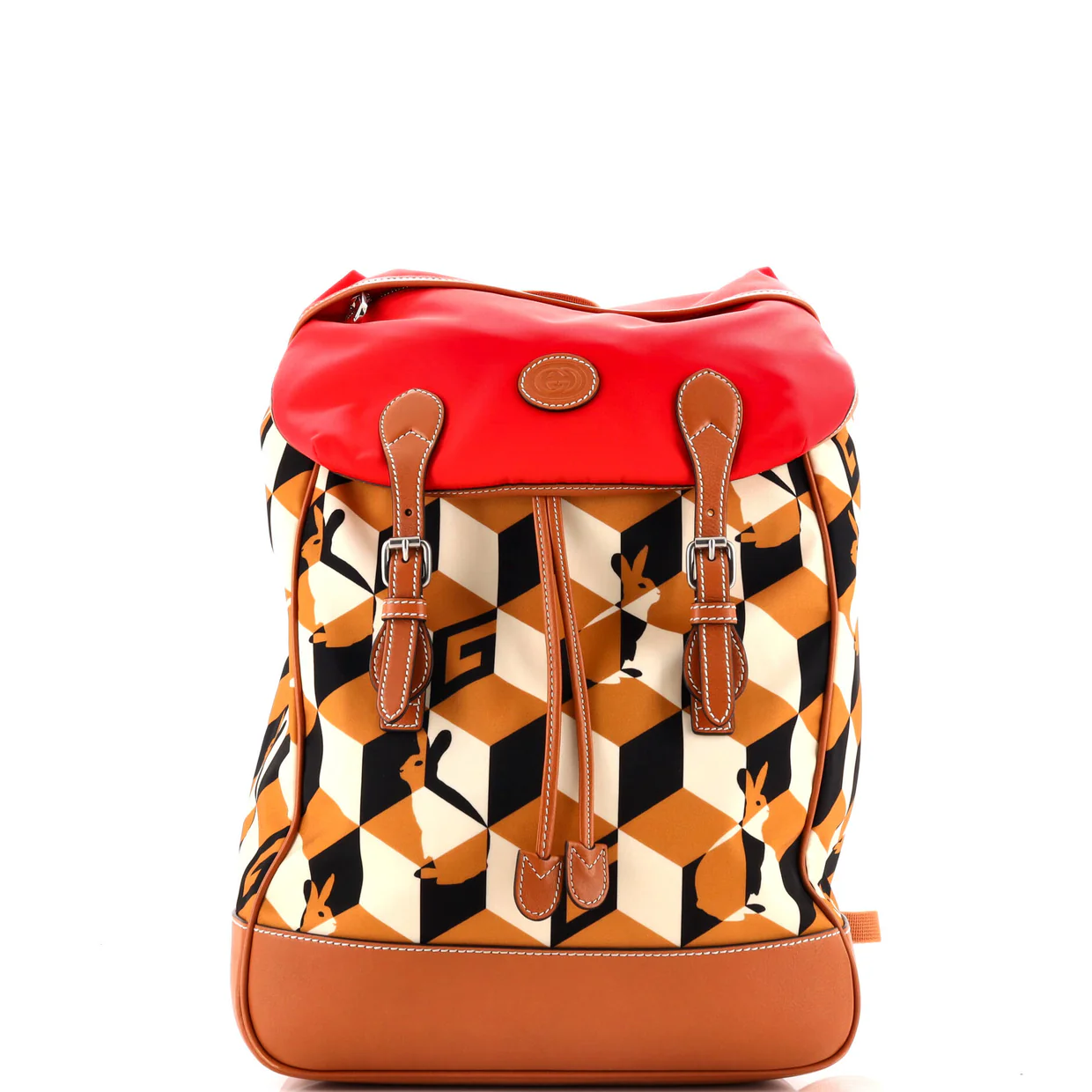 Interlocking G Patch Flap Buckle Backpack Printed Nylon with Canvas and Leather - Deep Luxury