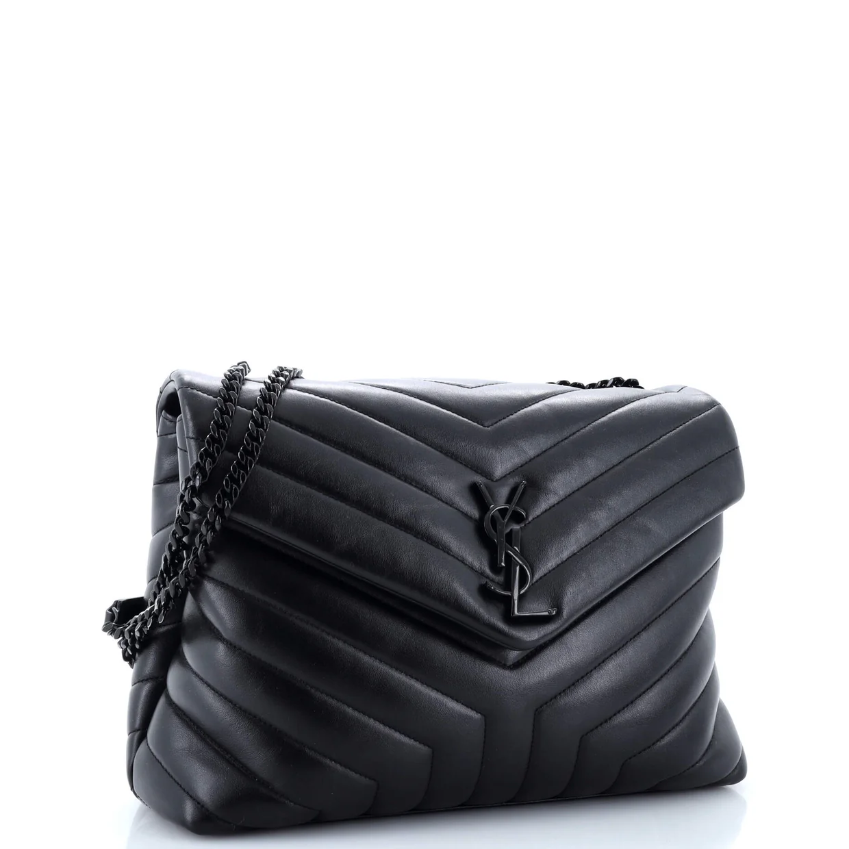 Loulou Shoulder Bag Matelasse Chevron Leather Medium - Deep Luxury