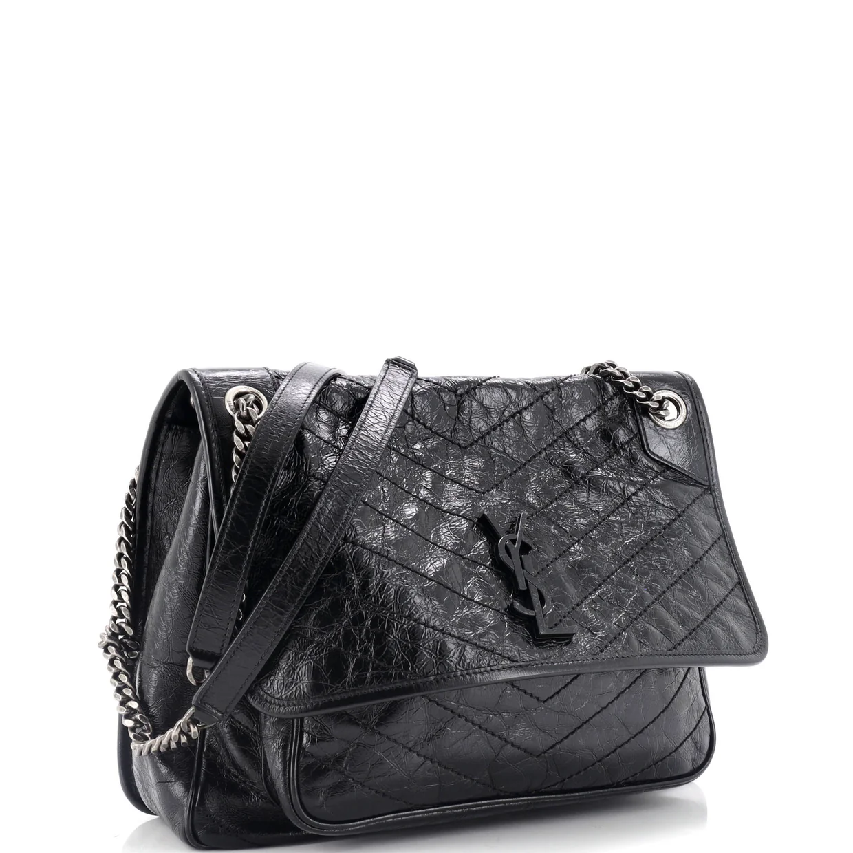 Niki Chain Flap Bag Matelasse Chevron Leather Large - Deep Luxury