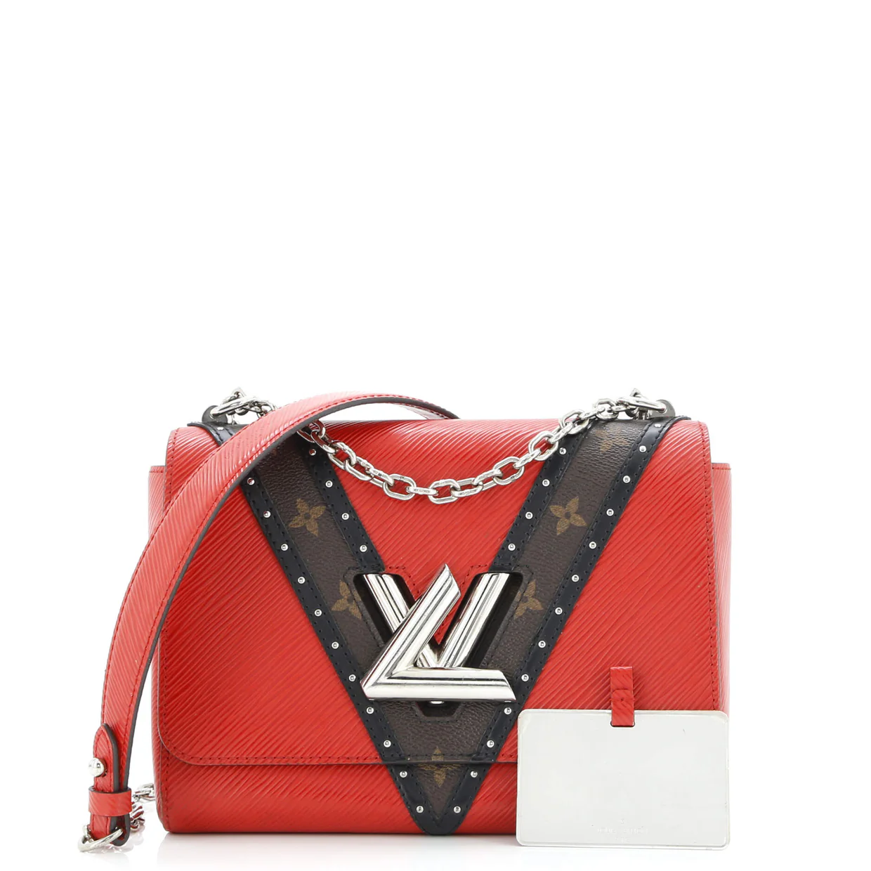 Twist Handbag Epi Leather with Monogram Canvas and Studded Leather MM - Deep Luxury