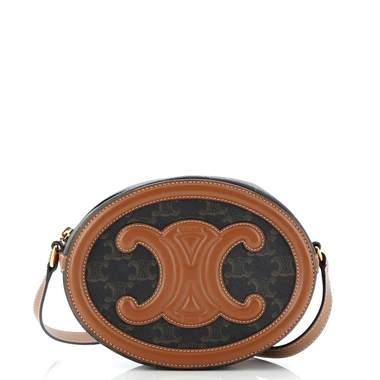 Triomphe Oval Crossbody Bag Triomphe Coated Canvas and Leather - Deep Luxury