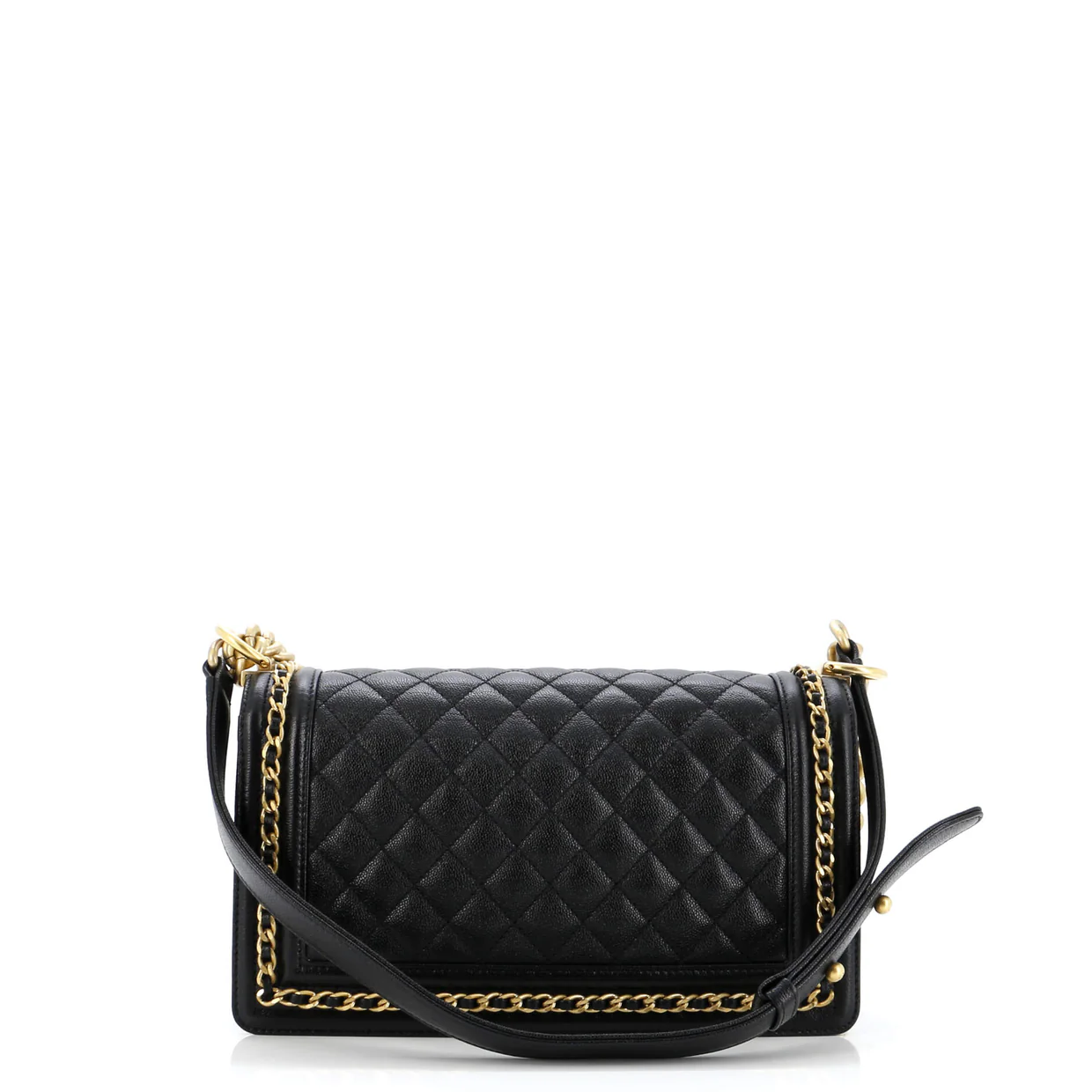 Boy Flap Bag Quilted Caviar with Whipstitch Chain Detail Old Medium - Deep Luxury