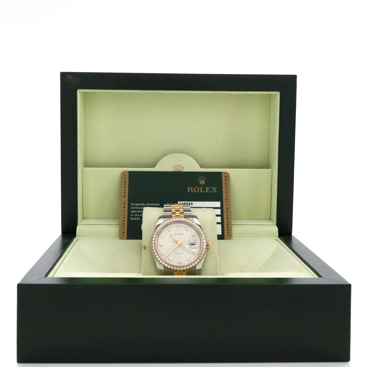 Oyster Perpetual Datejust Automatic Watch Stainless Steel and Yellow Gold with Diamond Bezel and Markers 36 - Deep Luxury