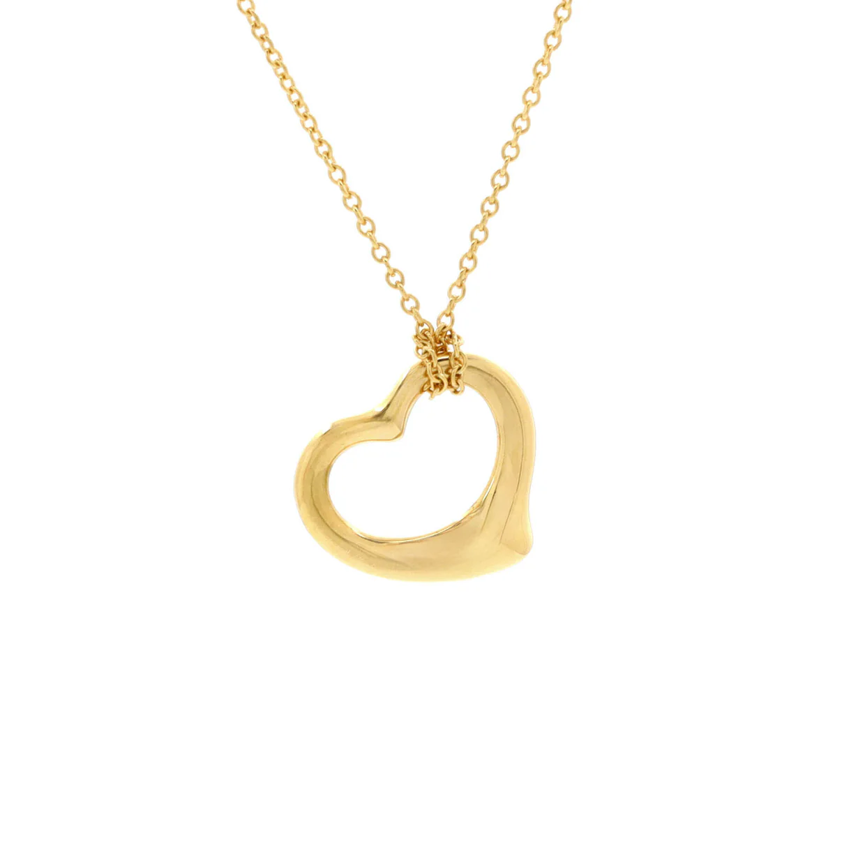 Elsa Peretti Open Heart Pendant Necklace 18K Yellow Gold 16mm - Deep Luxury