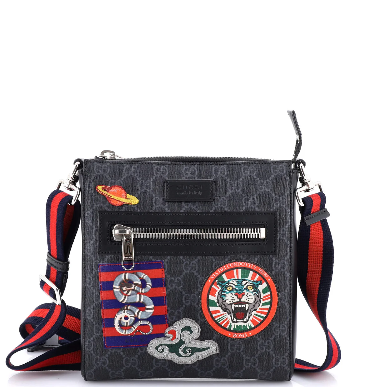 Night Courrier Zip Messenger GG Coated Canvas with Applique Small - Deep Luxury