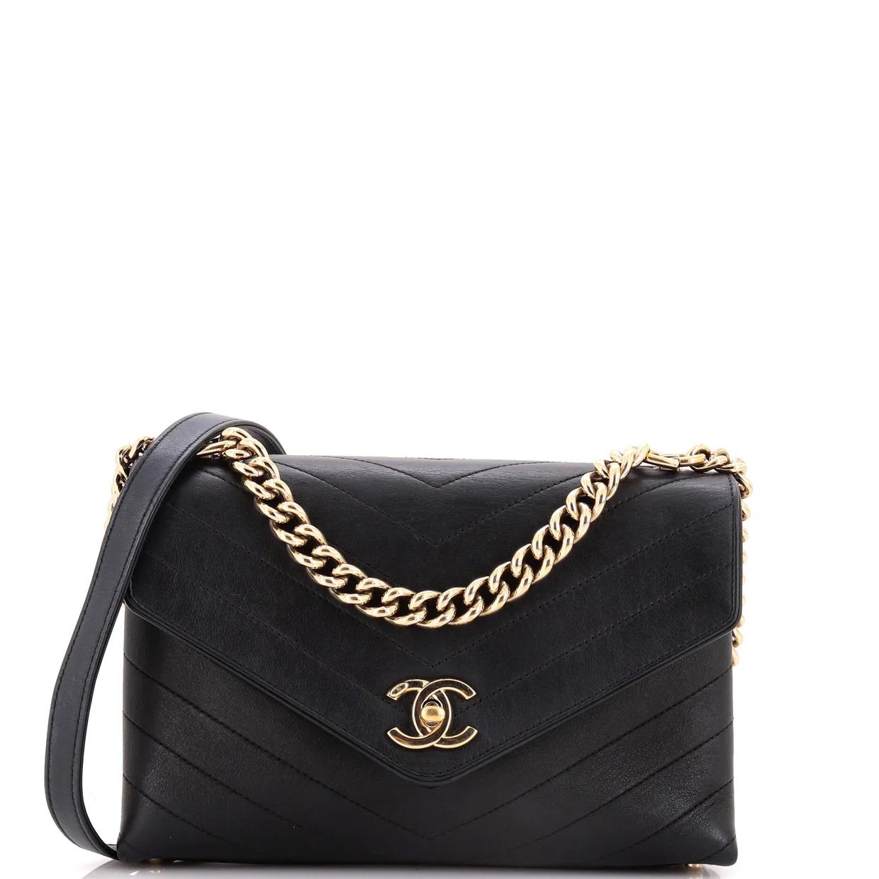 Coco Chevron Flap Bag Stitched Calfskin Small - Deep Luxury