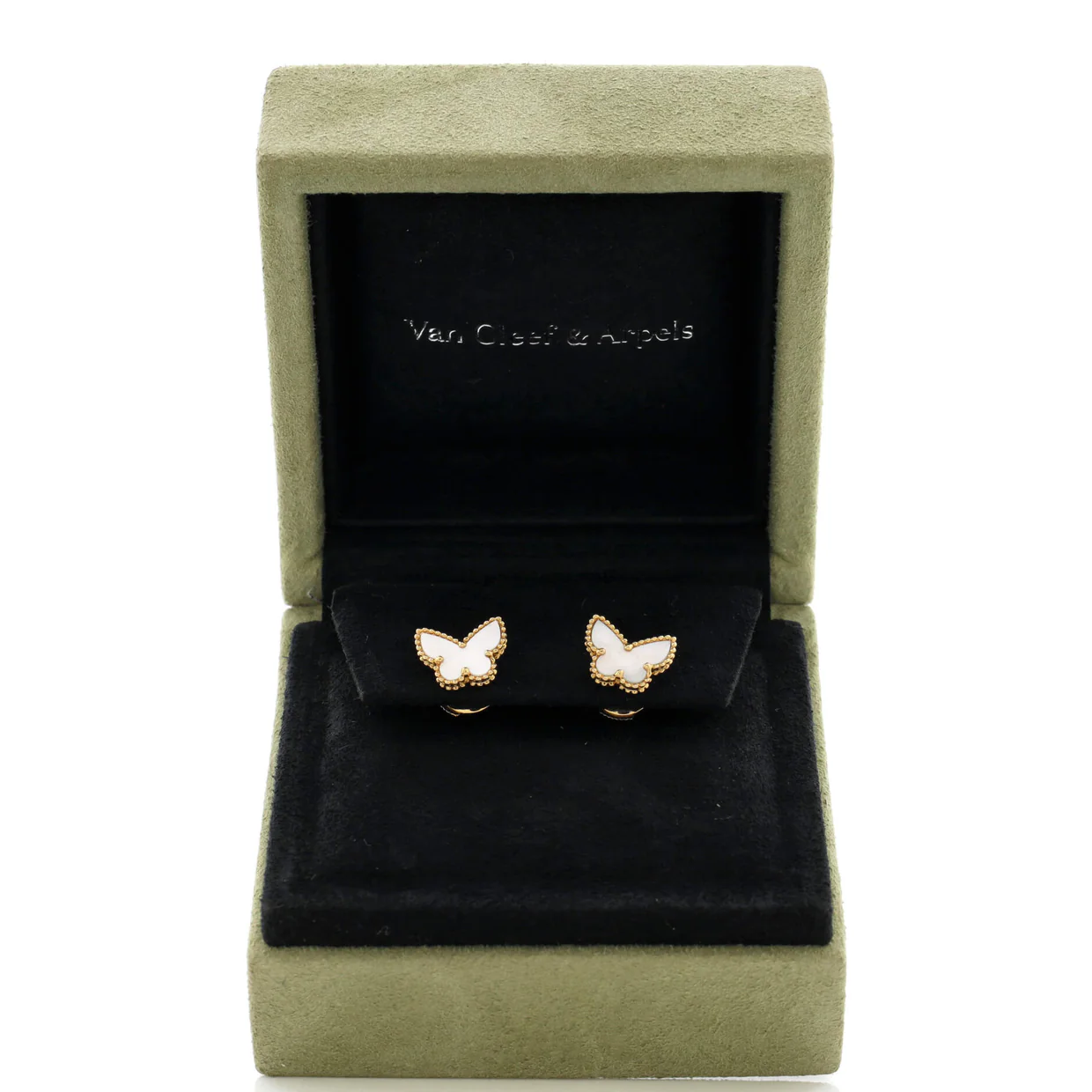 Sweet Alhambra Butterfly Stud Earrings 18K Yellow Gold and Mother of Pearl - Deep Luxury