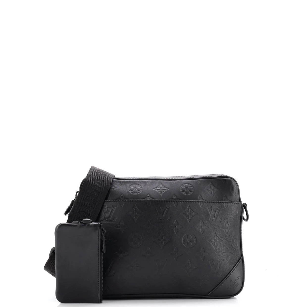 Duo Messenger Bag Monogram Shadow Leather - Deep Luxury