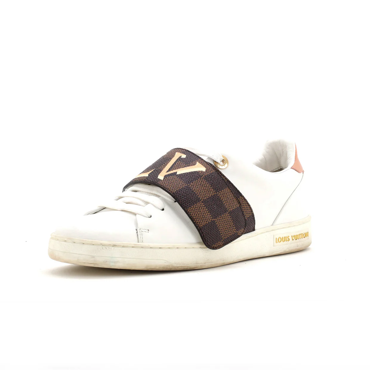 Women's FrontRow Velcro Sneakers Leather with Damier - Deep Luxury