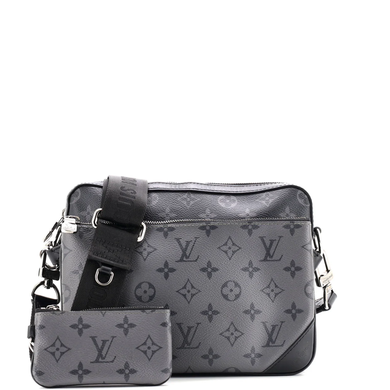 Trio Messenger Bag Reverse Monogram Eclipse Canvas - Deep Luxury