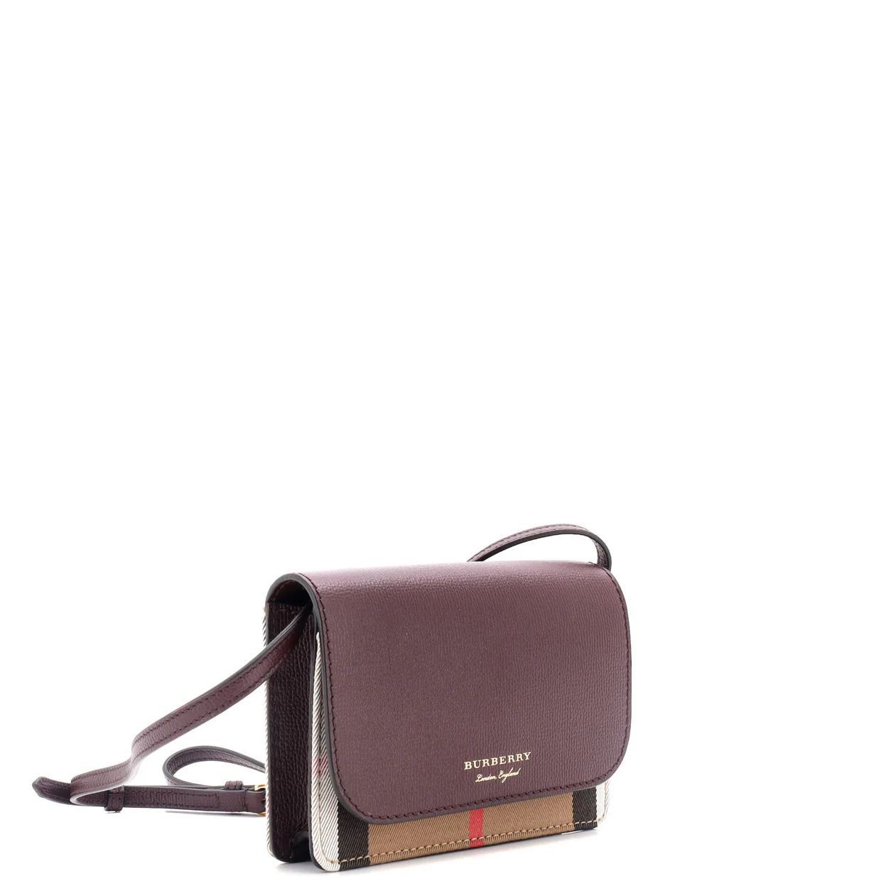 Hampshire Wallet on Strap Leather and House Check Canvas - Deep Luxury