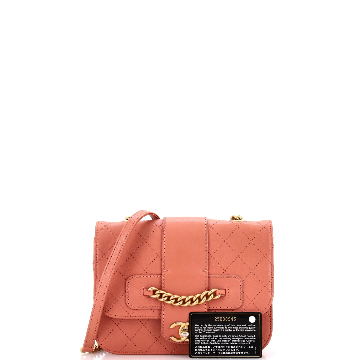 Front Chain Flap Bag Quilted Sheepskin Medium - Deep Luxury