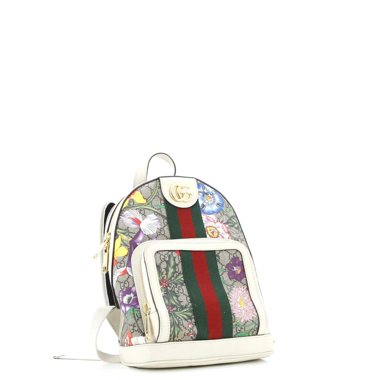 Ophidia Backpack Flora GG Coated Canvas and Leather Small - Deep Luxury