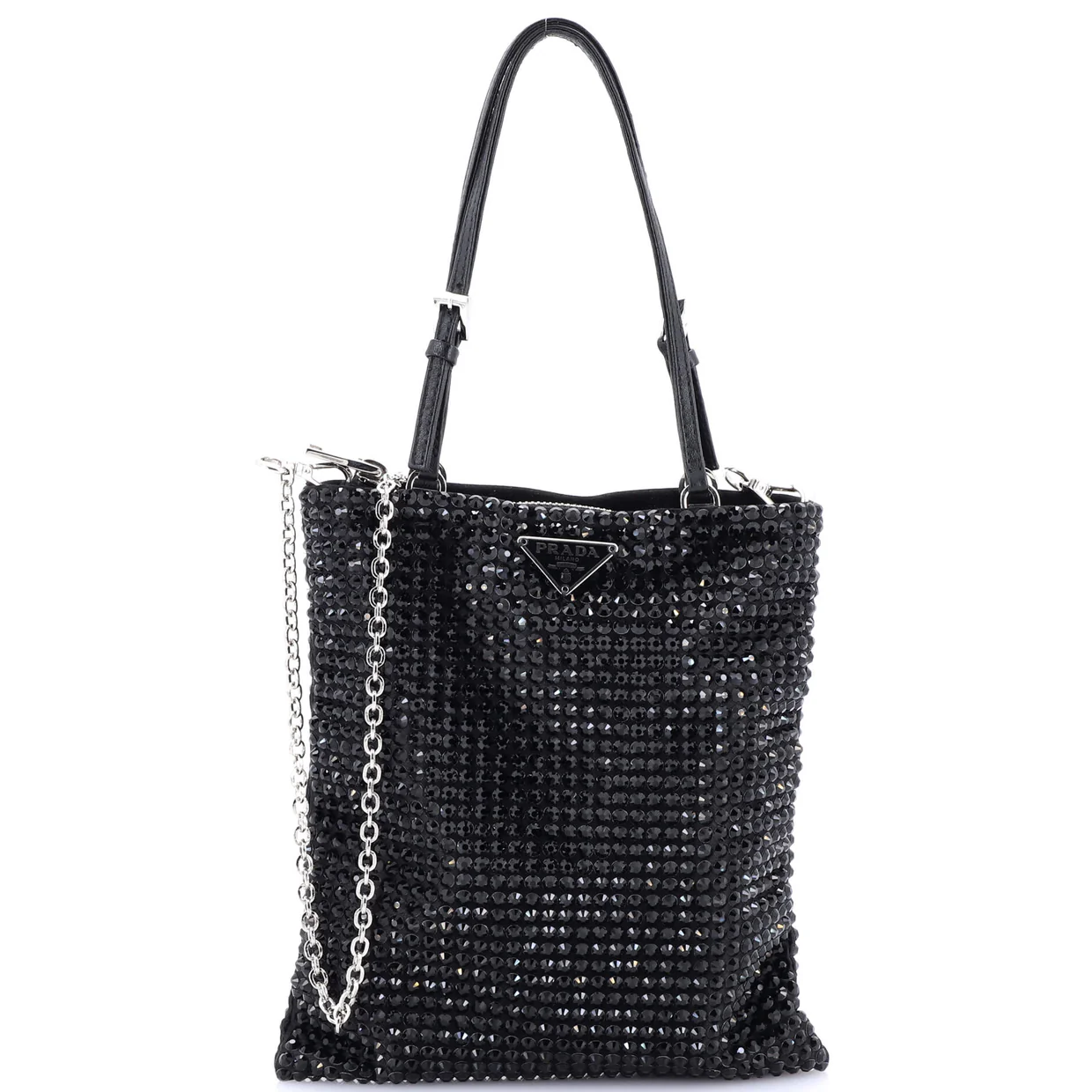 Convertible Open Tote Crystal Embellished Satin Mini - Deep Luxury