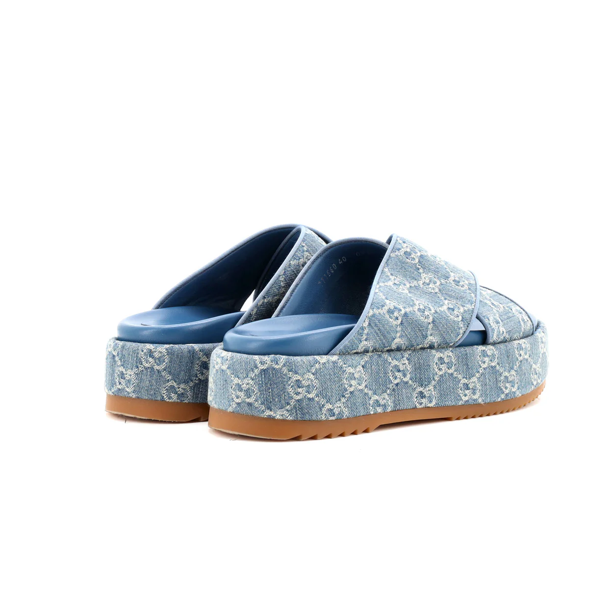 Women's Criss Cross Platform Slide Sandals GG Denim - Deep Luxury