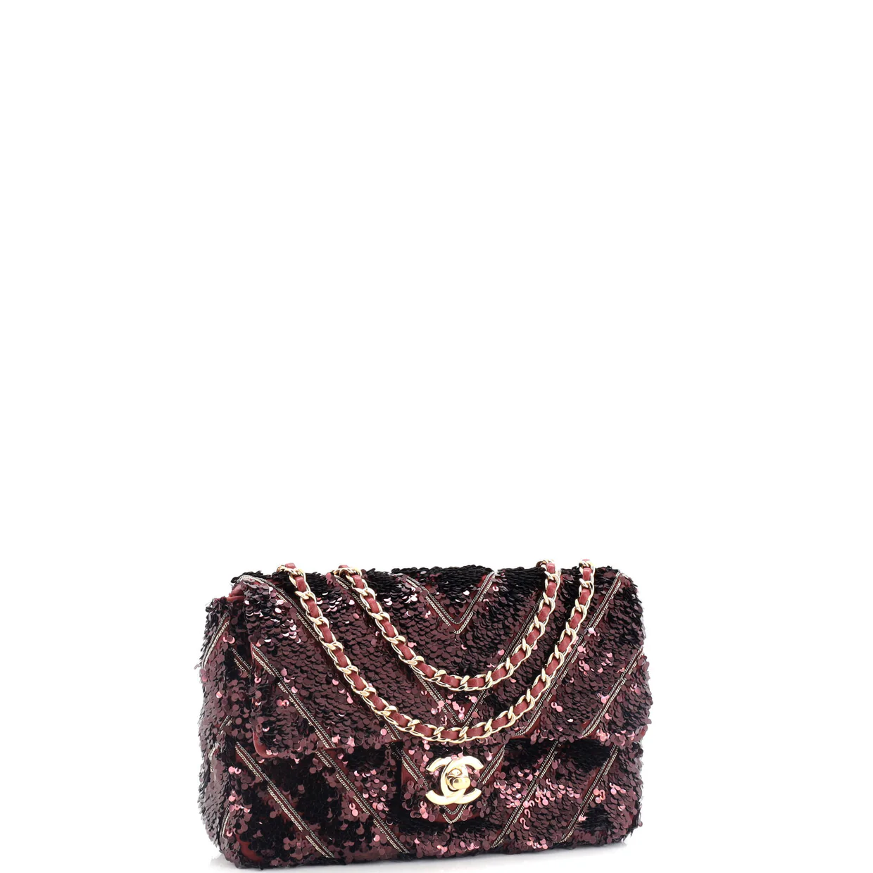 CC Flap Bag Chevron Sequins Mini - Deep Luxury
