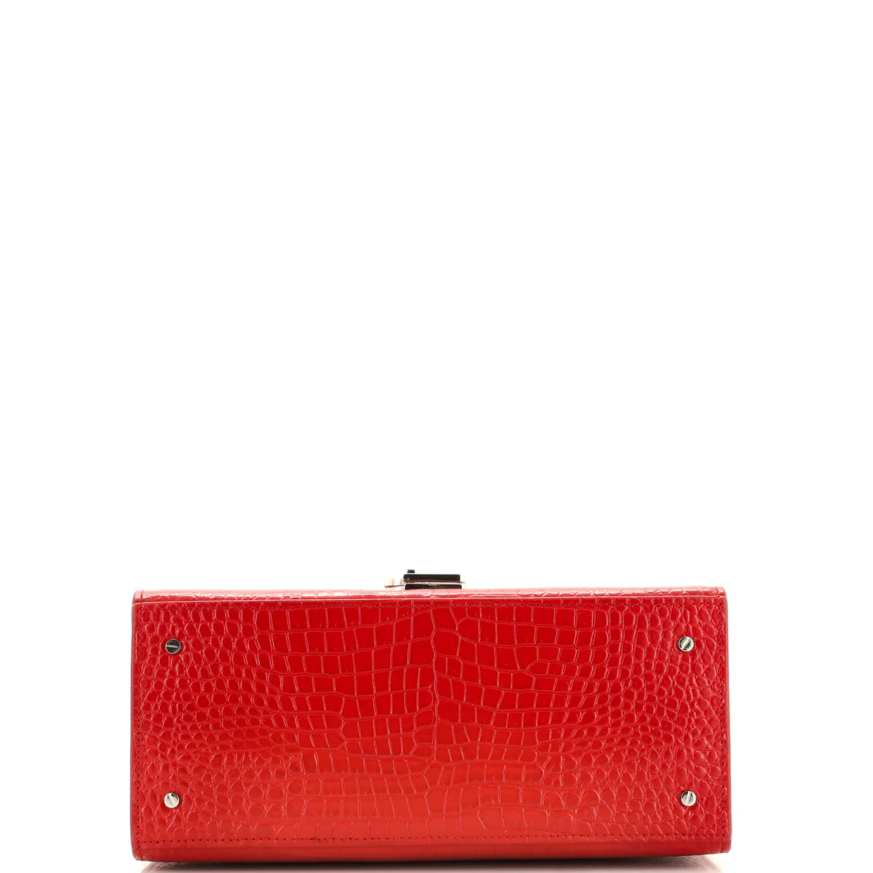 Cassandra Top Handle Bag Crocodile Embossed Leather Medium - Deep Luxury